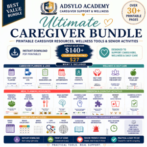 ultimate caregiver bundle – printable caregiver resources, wellness tools & senior activities